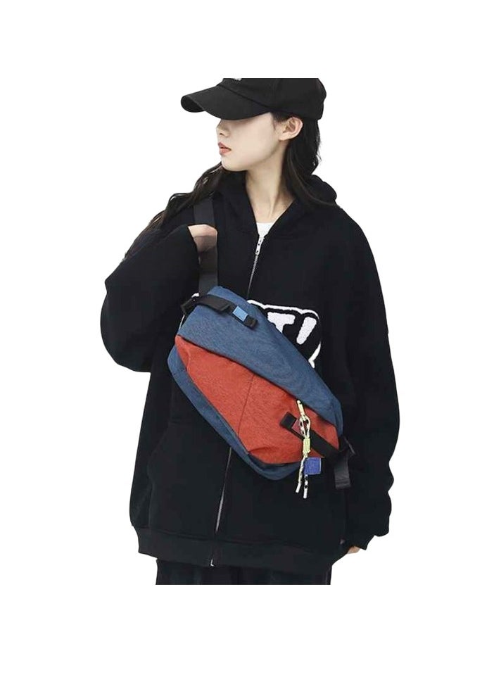 Mens Body Bag, High Quality Nylon Panelled Waist Packs, Lightweight And Durable Sports Shoulder Bag, Large Capacity Waterproof Waist Pouch For Outdoor Travel, (1pc, Red And Blue)
