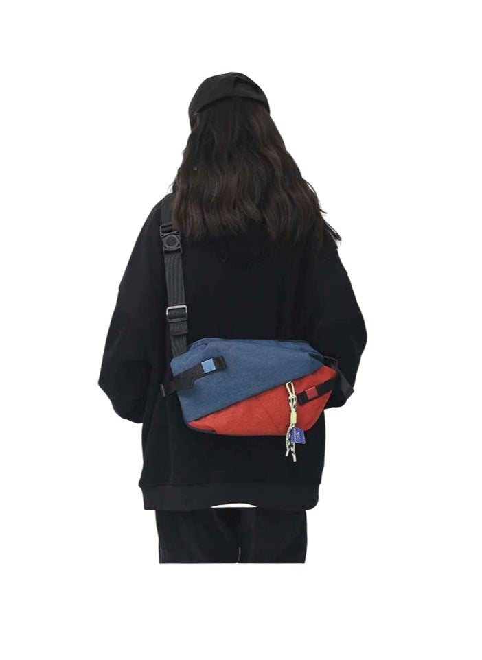 Mens Body Bag, High Quality Nylon Panelled Waist Packs, Lightweight And Durable Sports Shoulder Bag, Large Capacity Waterproof Waist Pouch For Outdoor Travel, (1pc, Red And Blue)