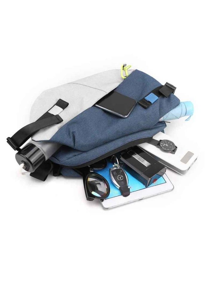 Mens Body Bag, High Quality Nylon Panelled Waist Packs, Lightweight And Durable Sports Shoulder Bag, Large Capacity Waterproof Waist Pouch For Outdoor Travel, (1pc, White And Blue)
