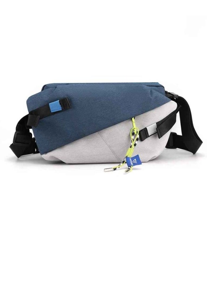 Mens Body Bag, High Quality Nylon Panelled Waist Packs, Lightweight And Durable Sports Shoulder Bag, Large Capacity Waterproof Waist Pouch For Outdoor Travel, (1pc, White And Blue)