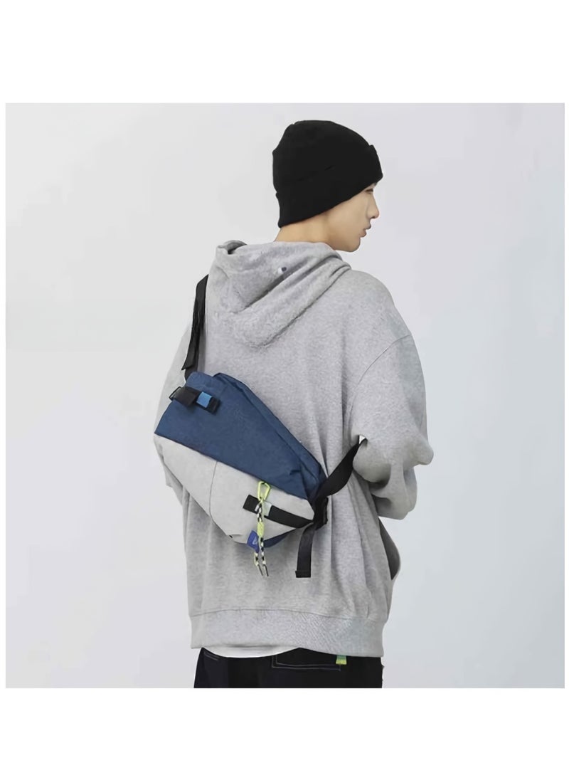Mens Body Bag, High Quality Nylon Panelled Waist Packs, Lightweight And Durable Sports Shoulder Bag, Large Capacity Waterproof Waist Pouch For Outdoor Travel, (1pc, White And Blue)