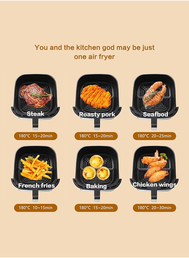 Digital Air Fryer Large Size With One-touch Panel, 360° Turbo Airflow Tech,6 recipes, Nonstick Air Fryers Basket,Dishwasher-safe,Automatic power-off memory 10L 2000W KW-0635 Light Grey