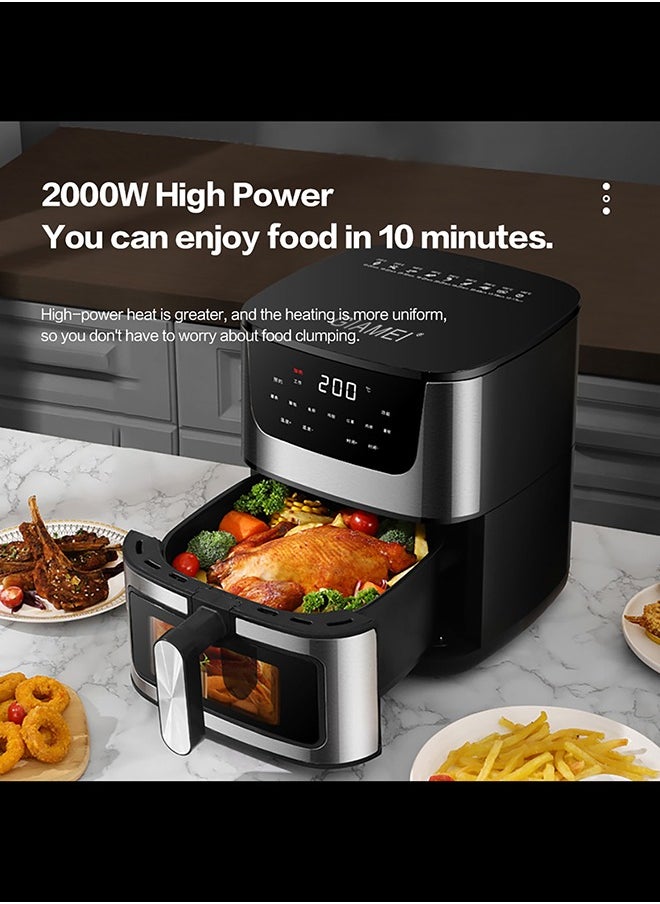 Digital Air Fryer Large Size With One-touch Panel, 360° Turbo Airflow Tech, Nonstick Air Fryers Basket,Dishwasher-safe 7L 2000W GA-5001 Black