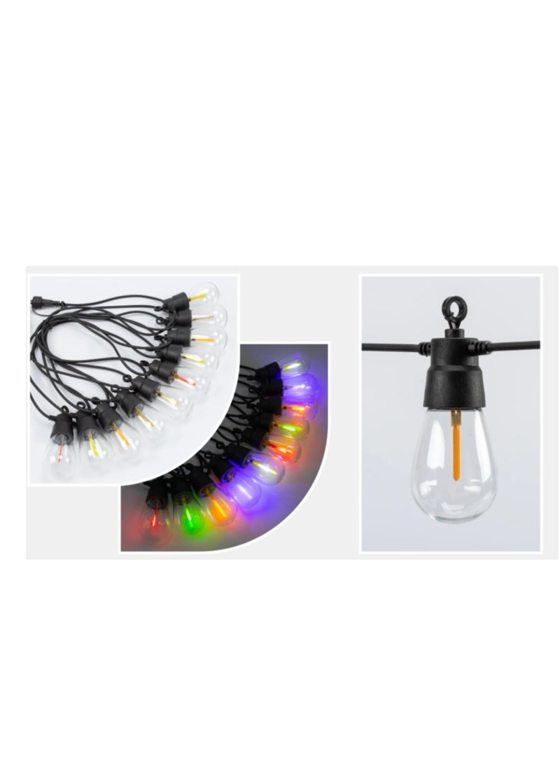 Solar RGB Meteor Show String Lights for festive season, 10 Meters 10 Lamps, IP44