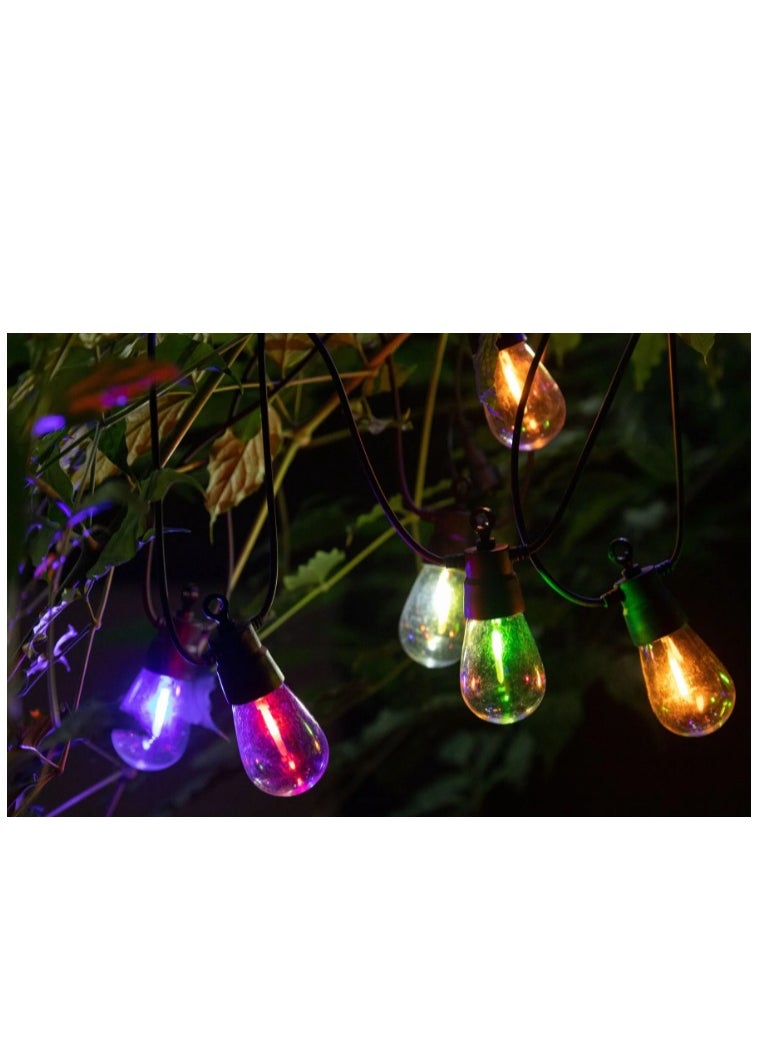 Solar RGB Meteor Show String Lights for festive season, 10 Meters 10 Lamps, IP44