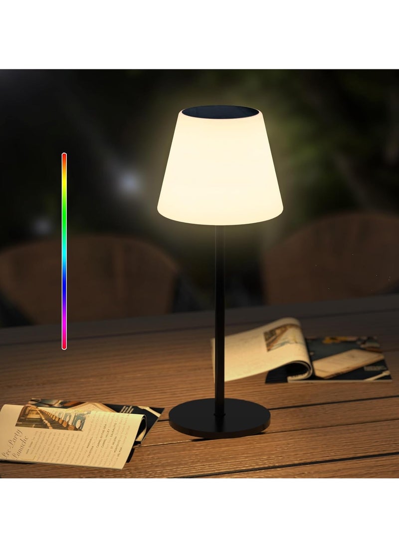 Table Lamp Outdoor Table Lamp with Light Sensor, Dimmable Warm White and RGB LED Table Lamp