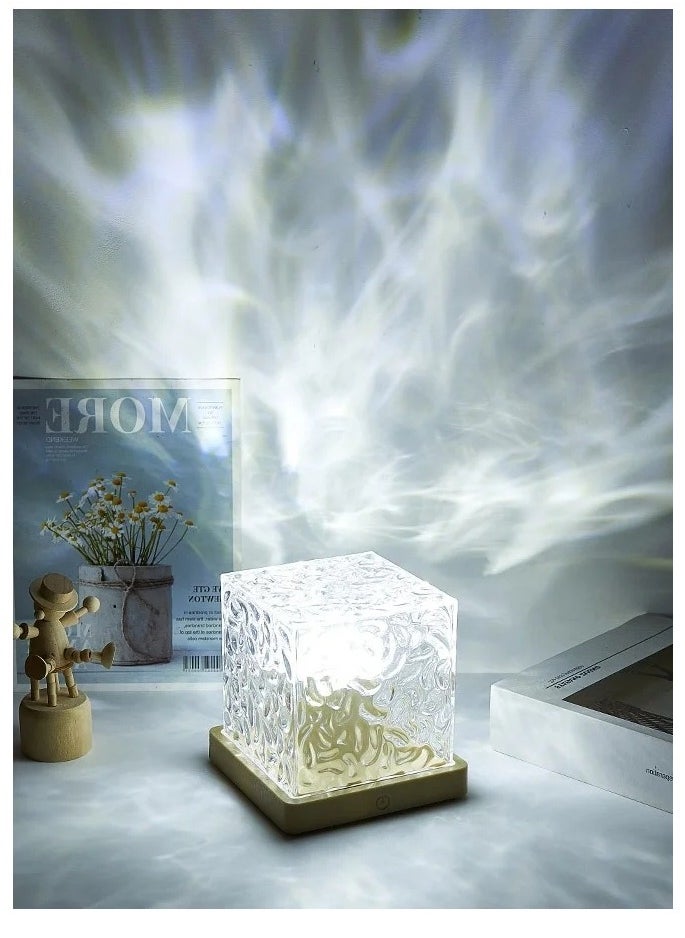 Water Ripple Night Light Creative Bedside Flame Atmosphere Light Romantic Table Lamp Gift Starry Sky Projection Light