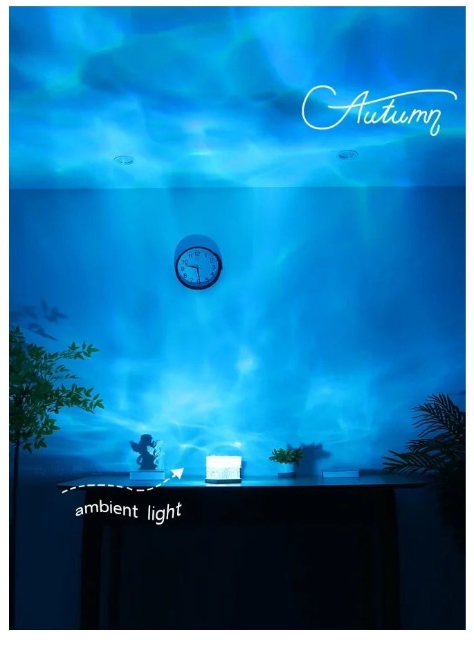 Water Ripple Night Light Creative Bedside Flame Atmosphere Light Romantic Table Lamp Gift Starry Sky Projection Light