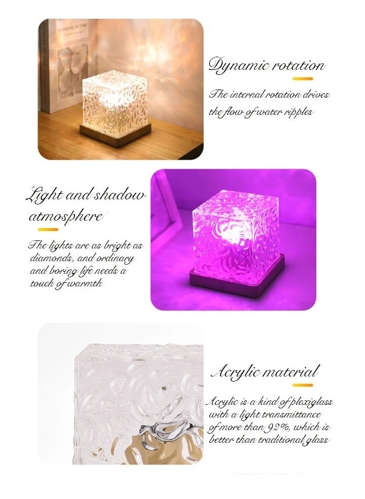 Water Ripple Night Light Creative Bedside Flame Atmosphere Light Romantic Table Lamp Gift Starry Sky Projection Light