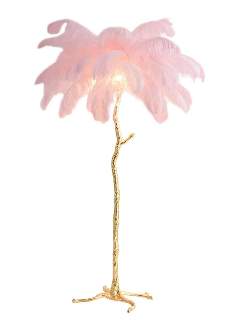 Beautiful Loving Feather Floor Lamp LED Dimmable Tall Corner Lamp Living Room Indoor Palm Tree Shaped Ostrich Feather Lamp Luminaire Copper Resin Tripot Standing Lamps Room Decoration