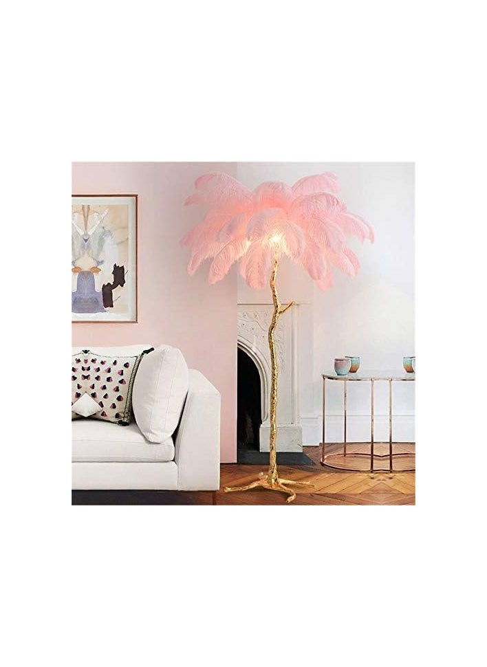 Beautiful Loving Feather Floor Lamp LED Dimmable Tall Corner Lamp Living Room Indoor Palm Tree Shaped Ostrich Feather Lamp Luminaire Copper Resin Tripot Standing Lamps Room Decoration