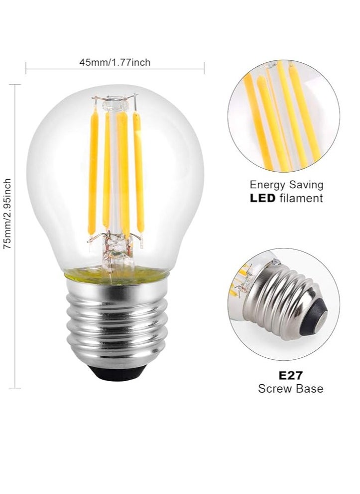 E27 Edison screw base, 4W Warm white LED Light bulbs, can be easily install.