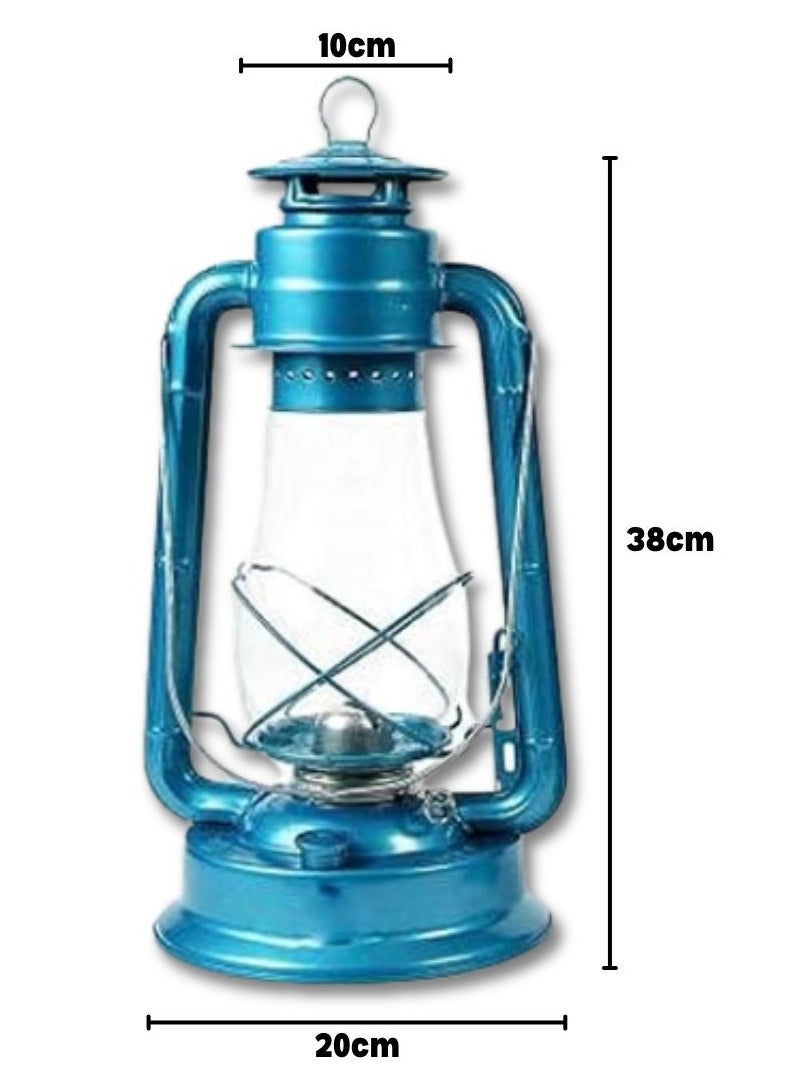 ARTC Vintage Blue Fanoos Lantern – Old Style Hurricane Lantern Light, Kerosene & Oil Powered for Outdoor Camping, Garden, and Rustic Home Decor – Antique Retro Design for Classic Lighting