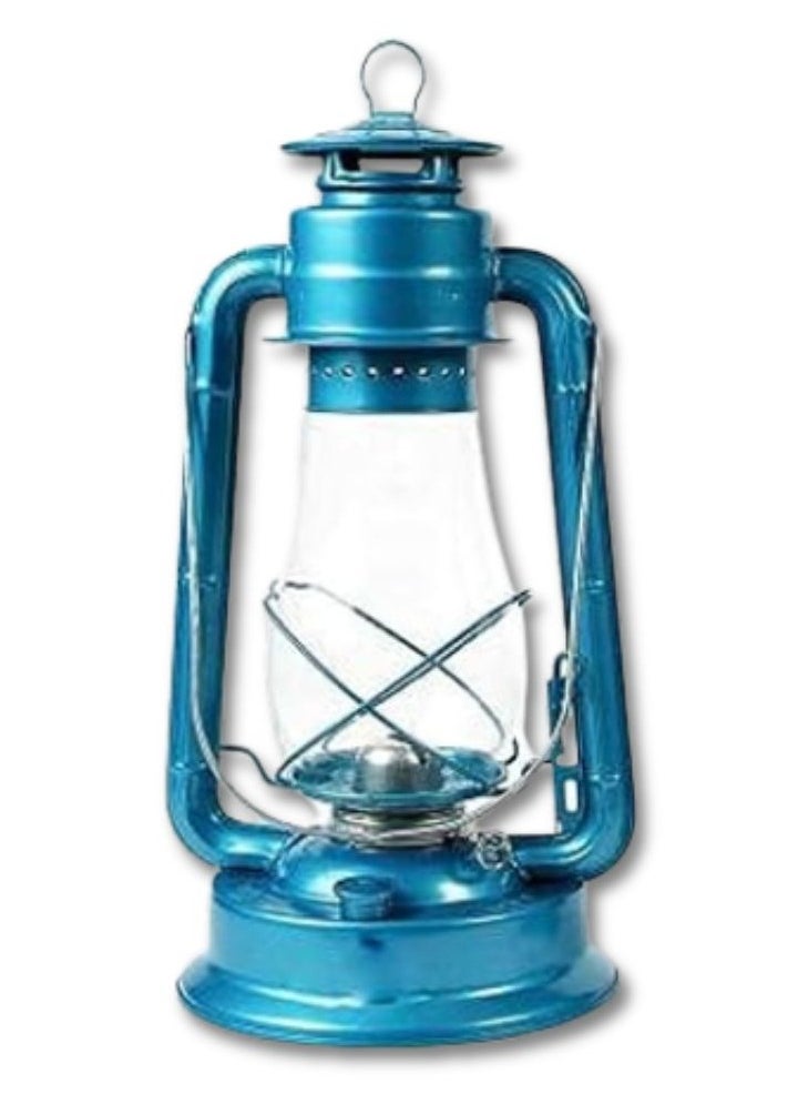 ARTC Vintage Blue Fanoos Lantern – Old Style Hurricane Lantern Light, Kerosene & Oil Powered for Outdoor Camping, Garden, and Rustic Home Decor – Antique Retro Design for Classic Lighting