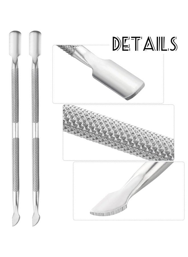 3 Pieces Stainless Steel Nail Polish Cuticle Pusher Remover Double Ended Manicure Nail Pedicure Tool Metal Cuticle Peeler Scraper