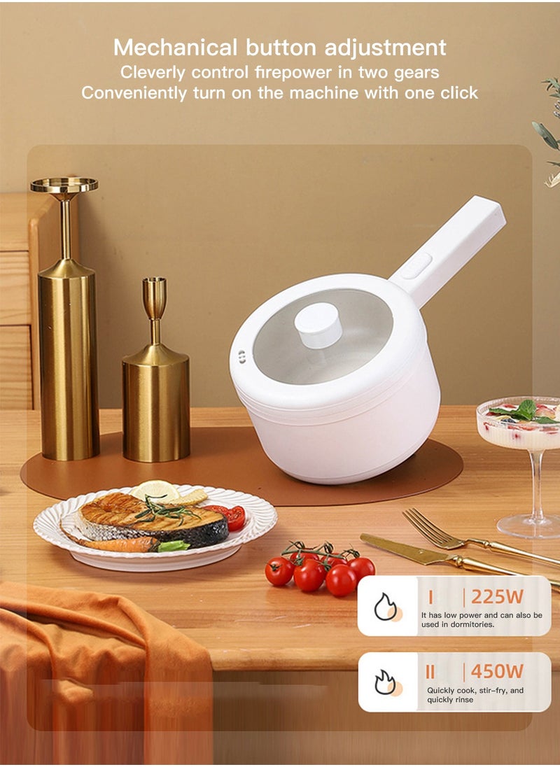 2.2L Electric Hot Pot, Electric Hot Pot, Electric Cooking Pot With Steamer And Temperature Control For Egg Soup Steak Steam Sauté White