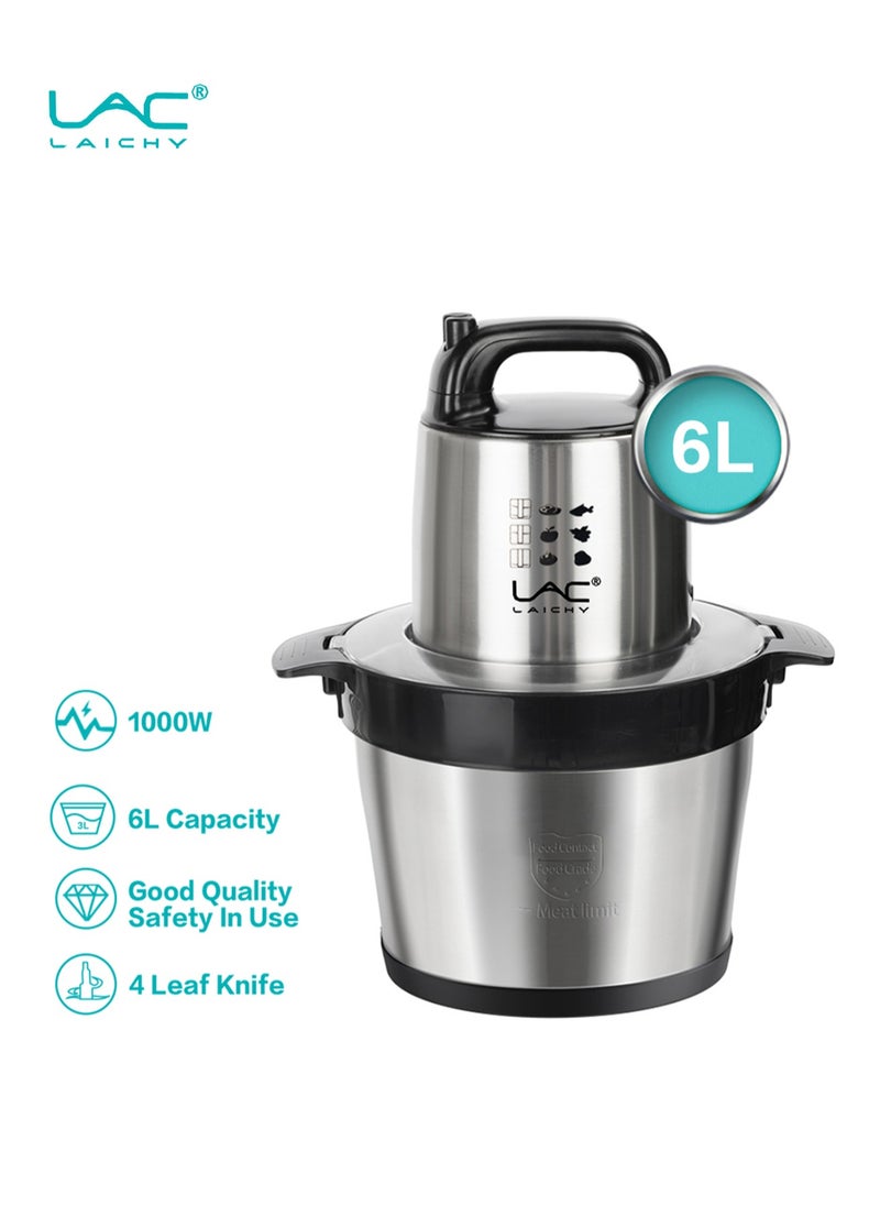 Electric Food Chopper, Smart touch screen design，6L large Meat Grinder 2 Speeds Food Processor Stainless Steel Food Processor Elegant Slicer With Integrated 4-Sharp Blades Non-slip mat And Child Safety Lock