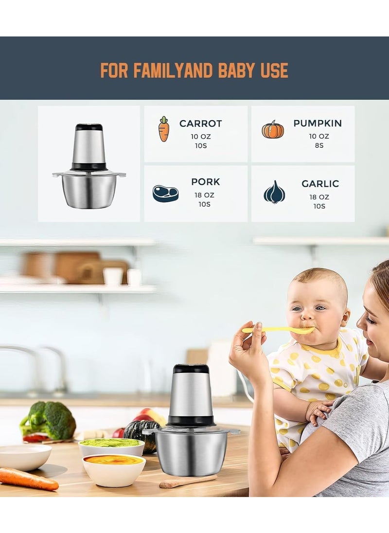 Meat chopper 3L Stainless Steel Electric Meat and Vegetables Grinder Chopper 800W Multi Food Chopper with 2 Speed Levels Food Processors Electric Meat Food Grinder for Meat Vegetables Fruits and Nuts