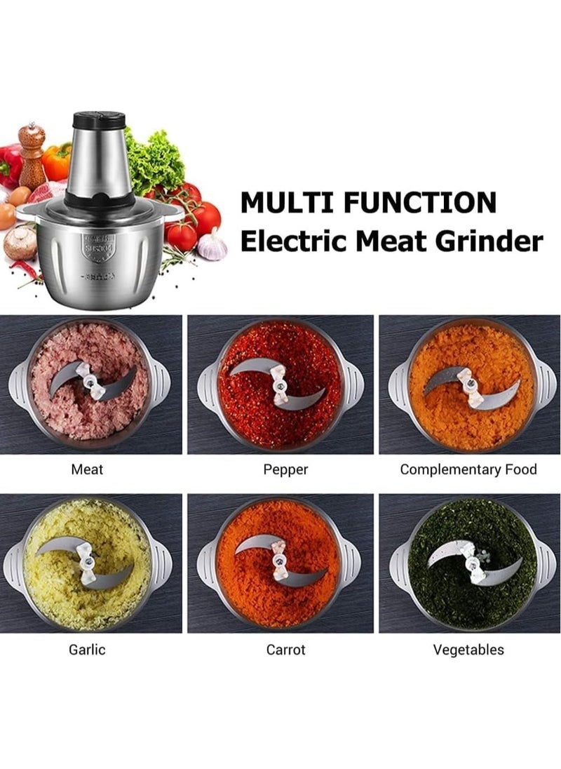 Meat chopper 3L Stainless Steel Electric Meat and Vegetables Grinder Chopper 800W Multi Food Chopper with 2 Speed Levels Food Processors Electric Meat Food Grinder for Meat Vegetables Fruits and Nuts