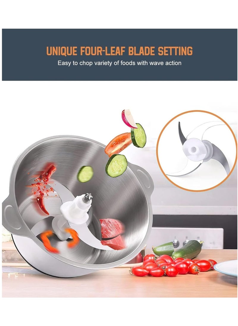 Meat chopper 3L Stainless Steel Electric Meat and Vegetables Grinder Chopper 800W Multi Food Chopper with 2 Speed Levels Food Processors Electric Meat Food Grinder for Meat Vegetables Fruits and Nuts