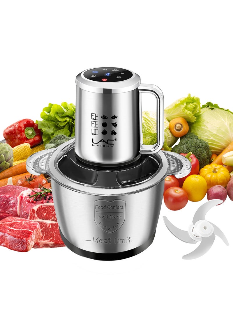 Electric Food Chopper, Smart touch screen design，3L Meat Grinder 4 Mixing Models Food Processor Stainless Steel  Food Processor Elegant Slicer With Integrated 4-Sharp Blades Non-slip mat And Child Safety Lock