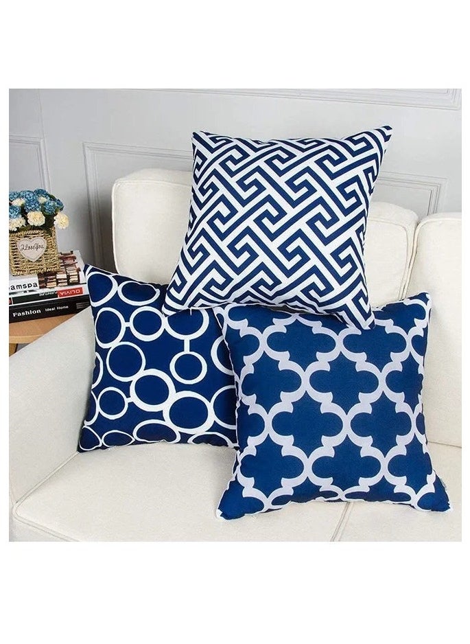 Pack of 6 Throw Pillow Covers for Couch, Modern Decorative Geometric Patterns, Pillow Case Cushion Case for Room Bedroom Room Sofa Chair Car, 18 x 18 inch (Dark Blue)