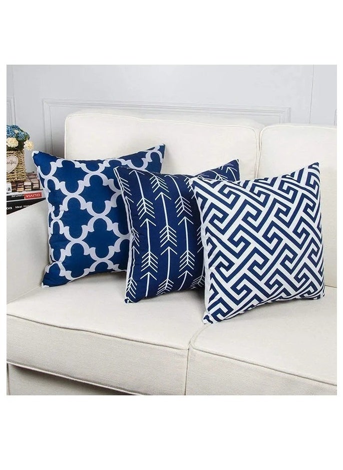 Pack of 6 Throw Pillow Covers for Couch, Modern Decorative Geometric Patterns, Pillow Case Cushion Case for Room Bedroom Room Sofa Chair Car, 18 x 18 inch (Dark Blue)