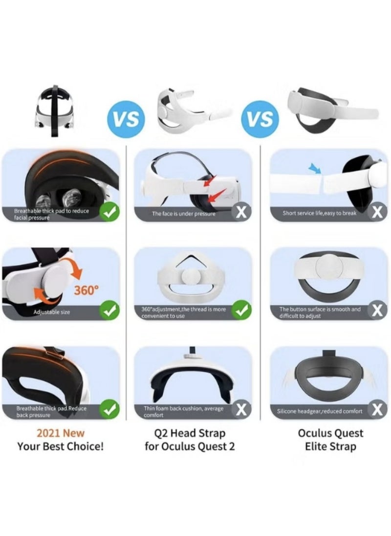 Comfort Head Strap Accessories Compatible with Oculus/Meta Quest 2, Elite Strap Replacement for Enhanced Support of VR Headset - Comfortable/Lightweight/Reduce Pressure