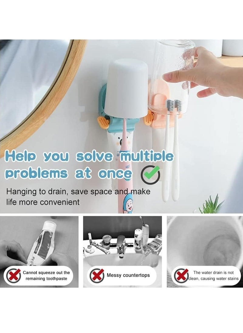 Toothbrush Holder Set Toothpaste Dispenser Squeezer for Family Washroom