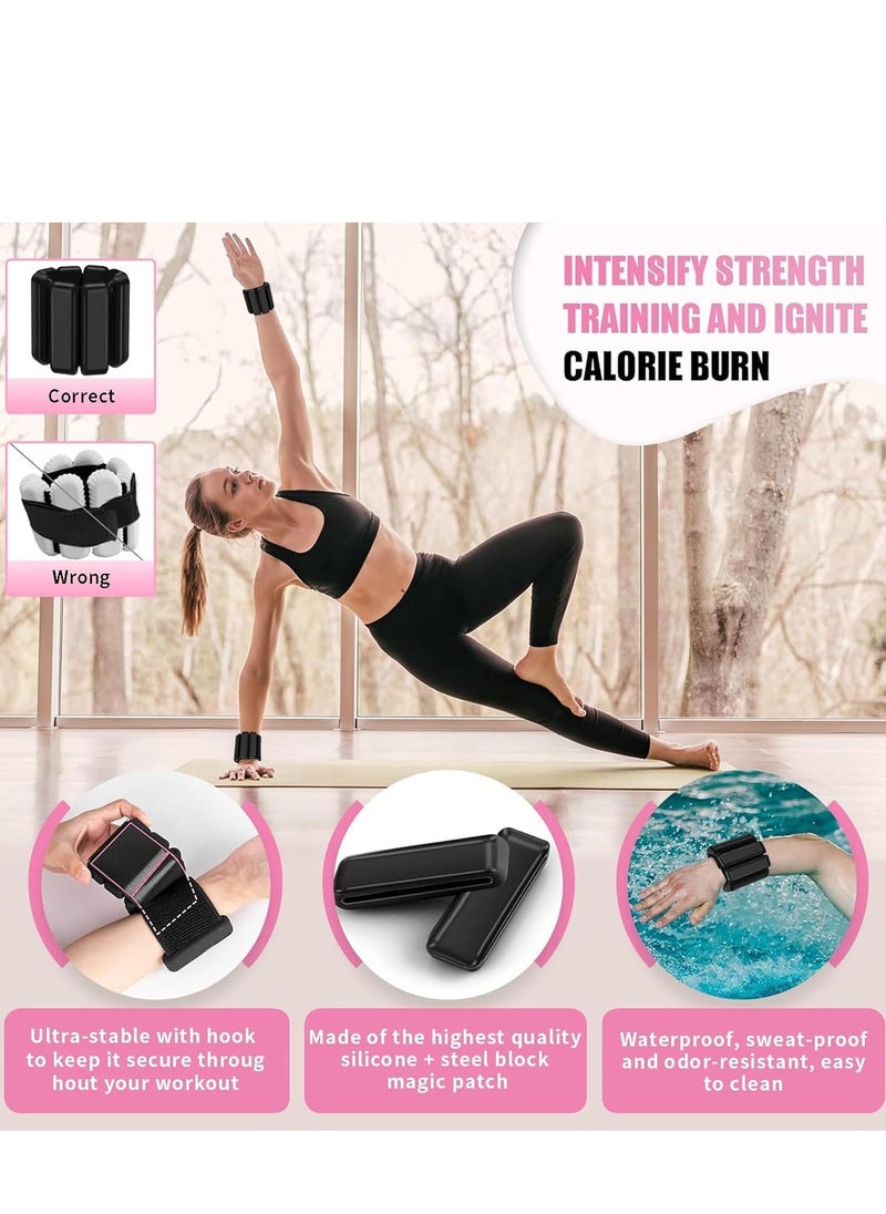 Pilates Wrist & Ankle Weights for Women, Wearable Strong Arm & Leg Weights Set of 2(1Lbs Each), Adjustable Ankle Weights for Walking, Yoga, Dance, Barre,Gym