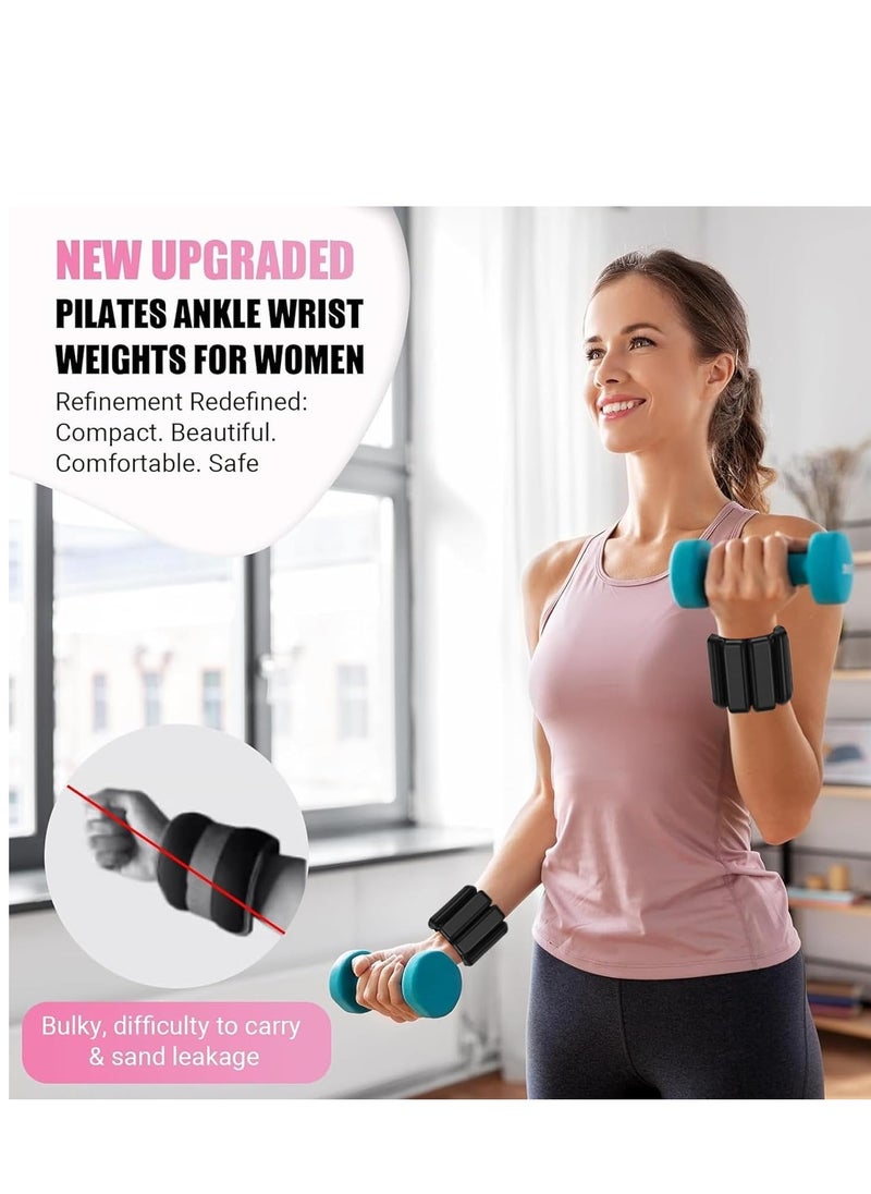 Pilates Wrist & Ankle Weights for Women, Wearable Strong Arm & Leg Weights Set of 2(1Lbs Each), Adjustable Ankle Weights for Walking, Yoga, Dance, Barre,Gym