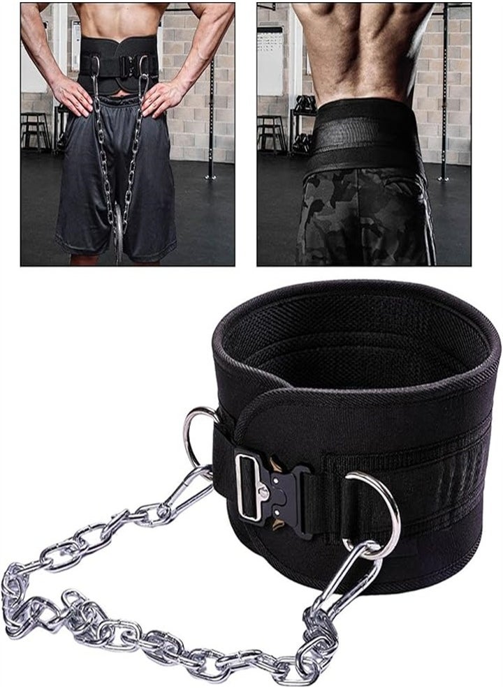 Weightlifting Pull-up Belt, Exercise Pull-up Belt with Chain, Heavy Duty Comfort Lumbar Support, Fitness Gym Weight Belt