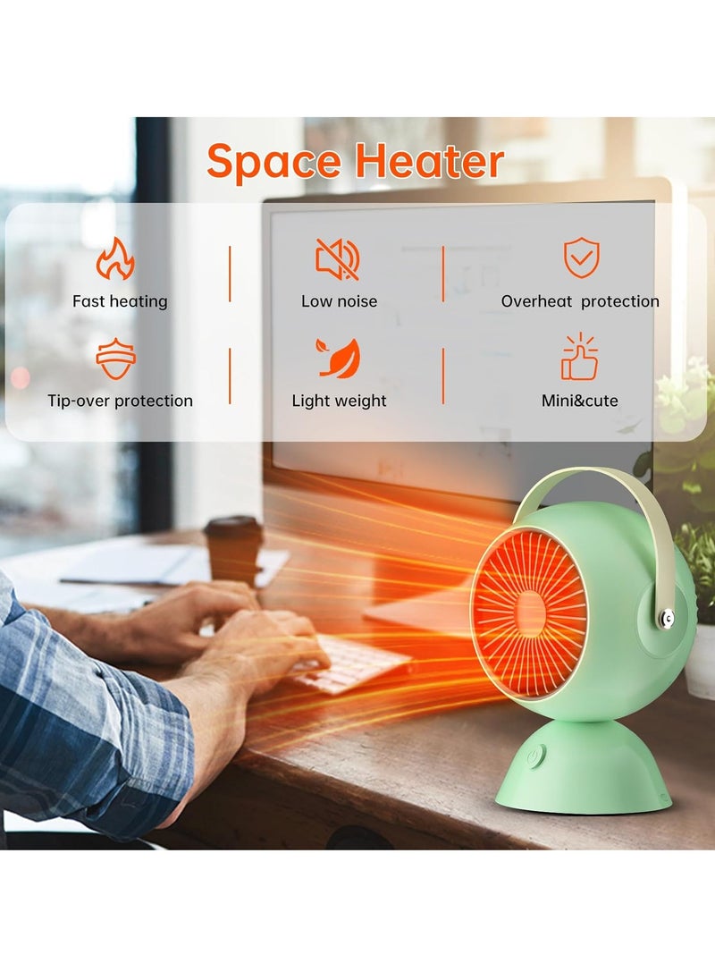 Mini Heater, Fast Heating And Reliable Desktop Electric Space Heater, Compact And Portable Noiseless Personal Heater, Durable Room Heater For Home And Office, (1pc, Green)