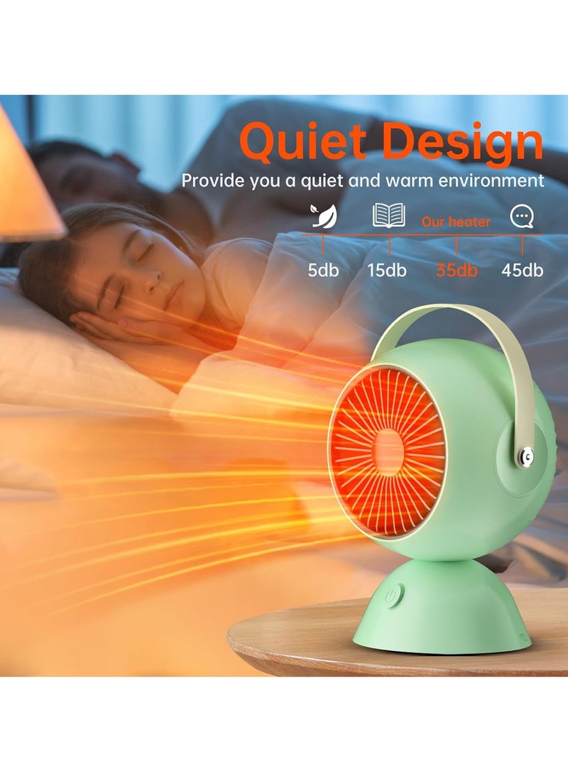 Mini Heater, Fast Heating And Reliable Desktop Electric Space Heater, Compact And Portable Noiseless Personal Heater, Durable Room Heater For Home And Office, (1pc, Green)