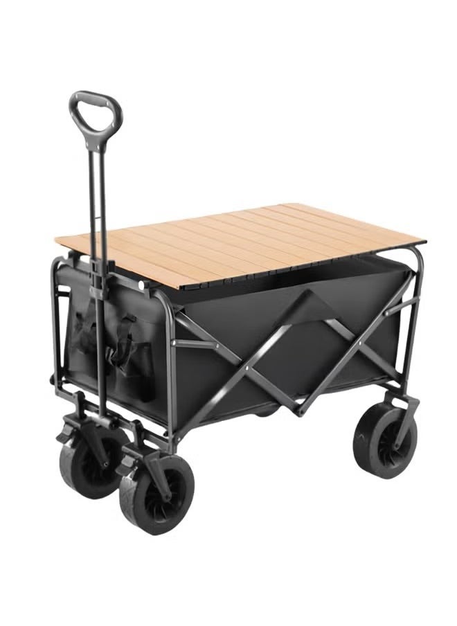 Durable Folding Folding Wagon Utility Outdoor Camping Cart With Double Brake Universal Wheel And Adjustable Handle