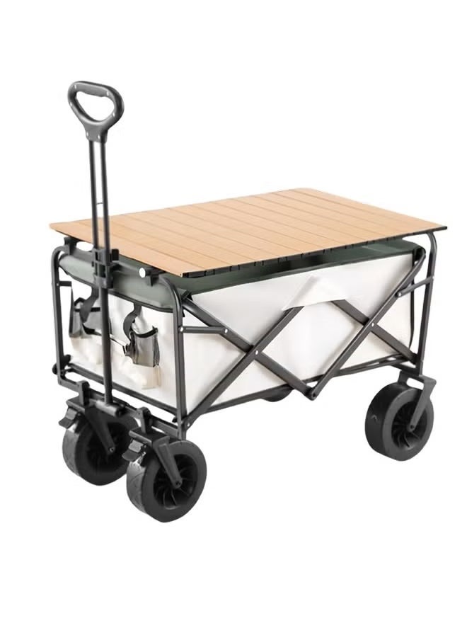 Durable Folding Folding Wagon Utility Outdoor Camping Cart With Double Brake Universal Wheel And Adjustable Handle