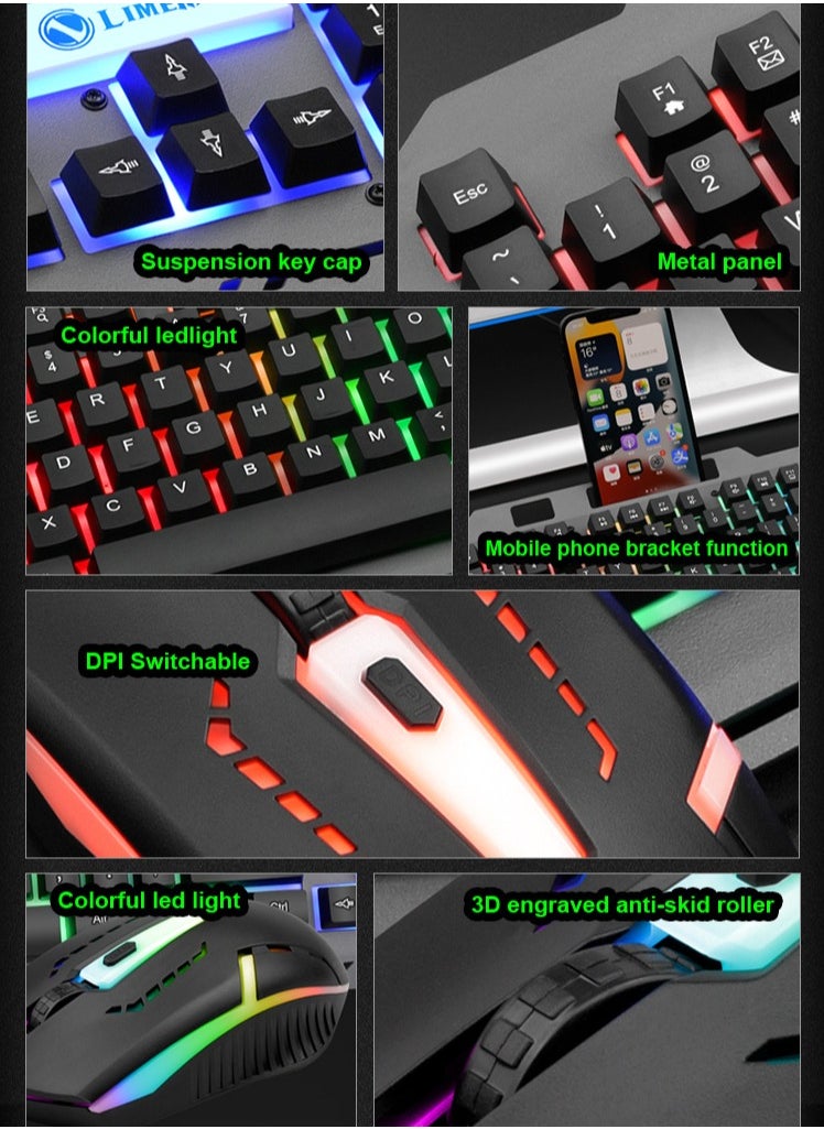 T25 Mechanical Touch Keyboard Esports Desktop Notebook Office Games Wired Metal Keyboard and Mouse Set