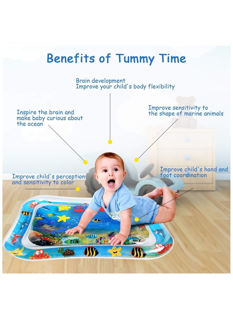 Inflatable Tummy Time Premium Water Mat for Infants & Toddlers - Fun Play Activity Center for Baby Growth and Sensory Stimulation - Leakproof, Durable, and Safe Baby Playmat