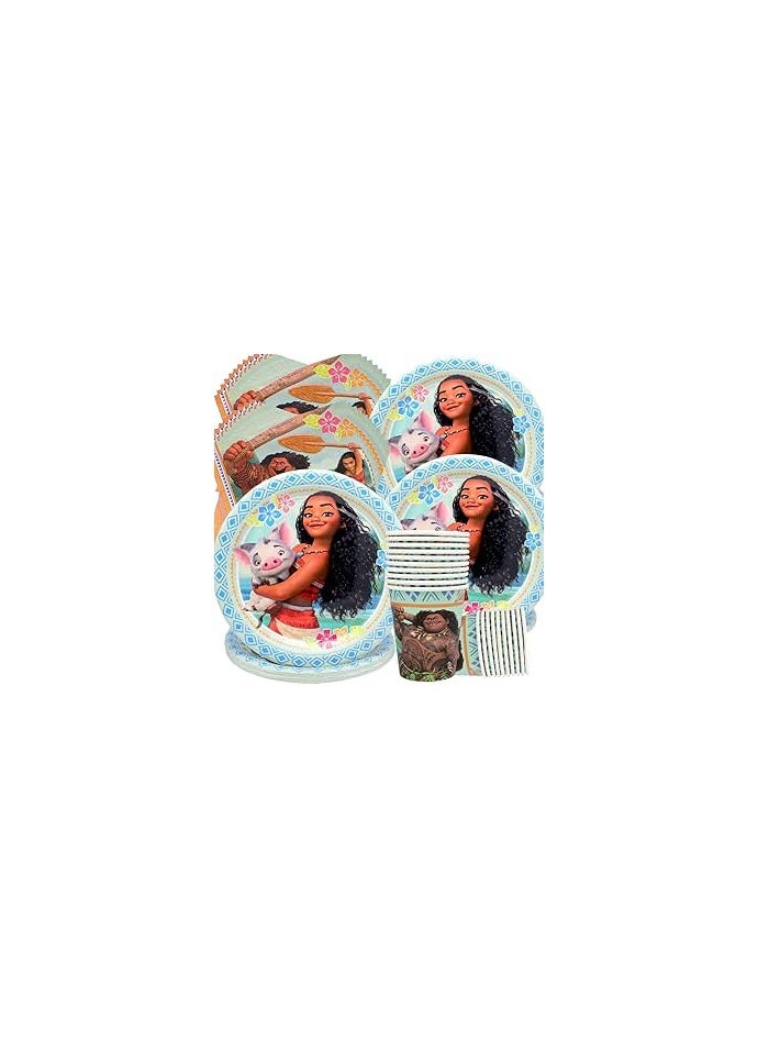 Moana Birthday Decoration, 60 Piece Party Tableware Set, Birthday Party Set, Birthday Plates, Cups, Napkins, Birthday for Children Party Birthday Decoration