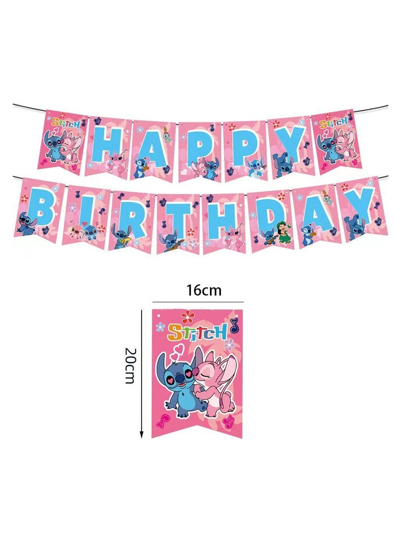 Lilo & Stitch Birthday & Party Decoration Set, 50 Pcs Stitch & Lilo Cartoon Party Favor for Kids , Included Banners, Cake Decoration, Balloons