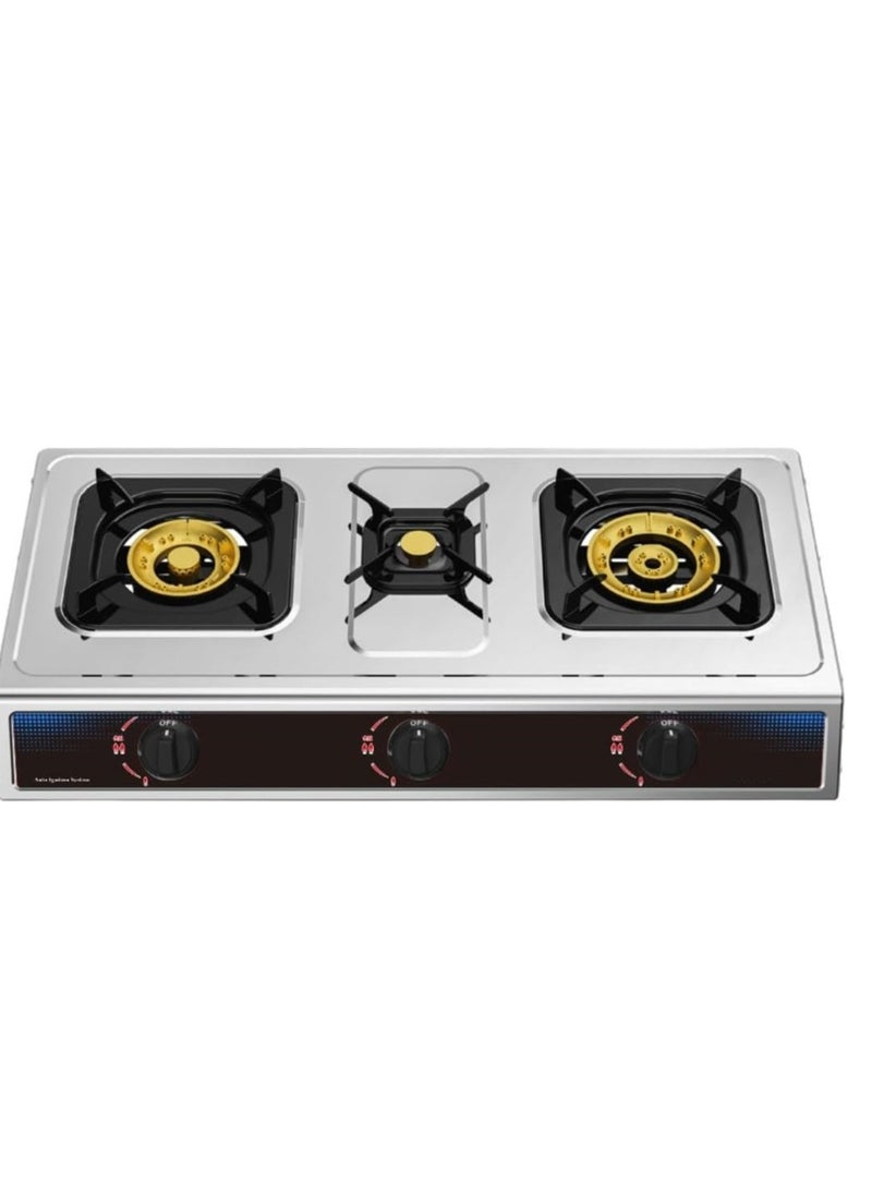 Stainless Steel Gas Burner With Auto Ignition 3 Burners Stove