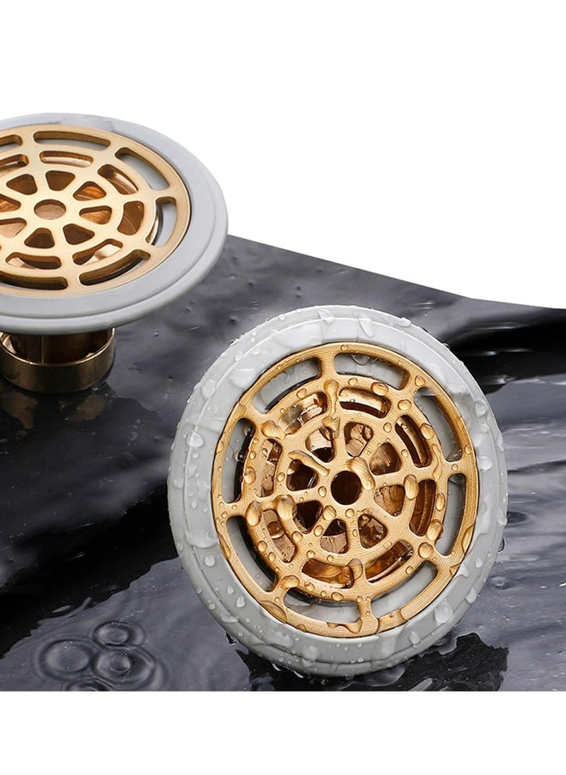 2-Pack Odor-Proof Floor Drain with Removable Strainer, Hair Catcher for Drains ≥1.3