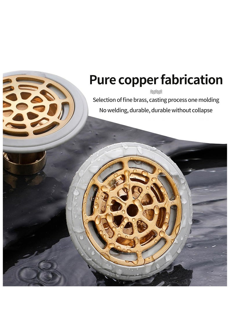 2-Pack Odor-Proof Floor Drain with Removable Strainer, Hair Catcher for Drains ≥1.3
