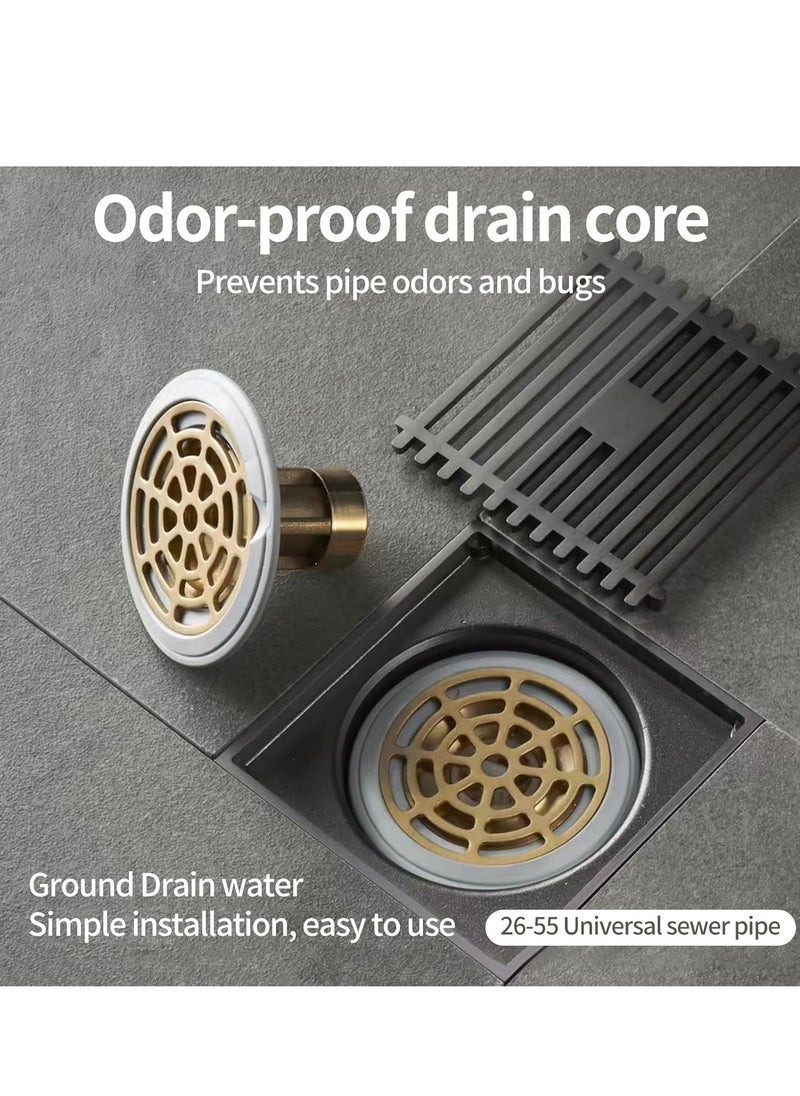 2-Pack Odor-Proof Floor Drain with Removable Strainer, Hair Catcher for Drains ≥1.3