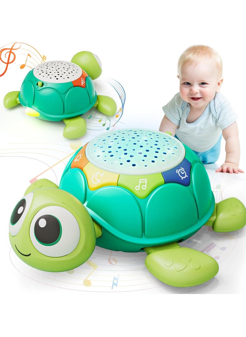 Musical Turtle Crawling Baby Toy, Developmental Musical Toys with Light u0026 Sound Projector, Montessori Tummy Time Toy for Boys ＆ Girls Gift