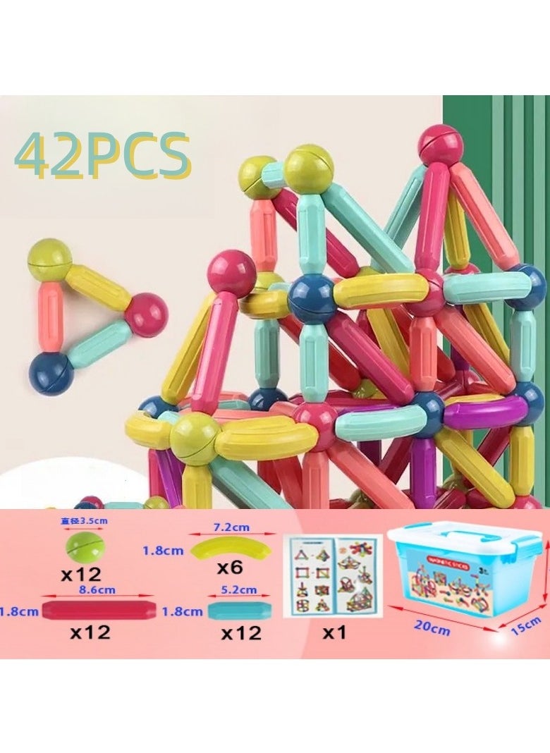 42 PCS Magnetic Building Toys for Kids, Magnet Blocks Sticks u0026 Ball Creativity Game,  Development Kit for Preschool Girls,Boys Ideal Gift Set