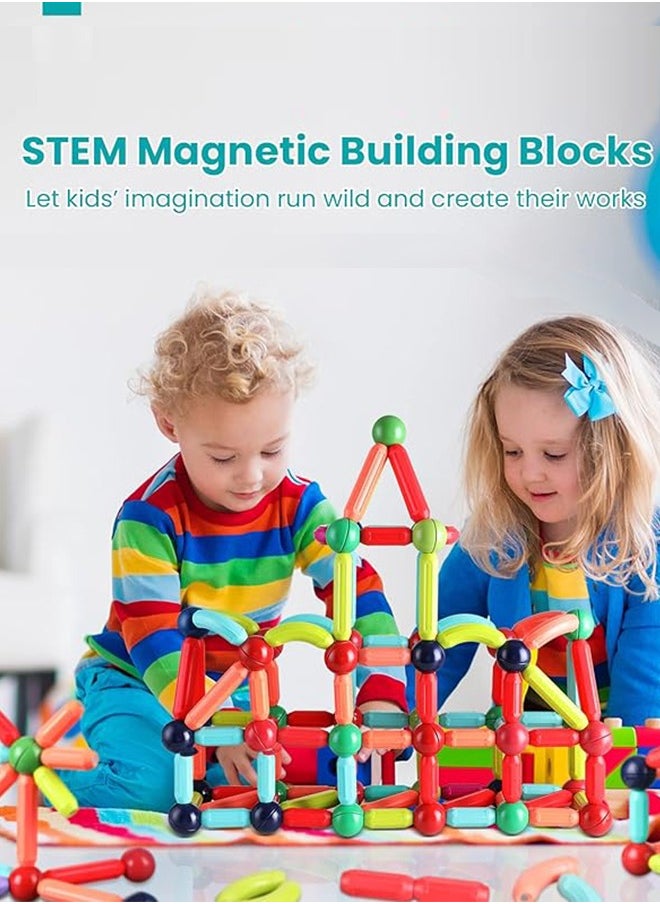 Magnetic Stick Magnetic Building Blocks for Kids: STEM Educational Learning Toys - Montessori Fun Indoor Preschool Activity Gifts for kids 3+ years