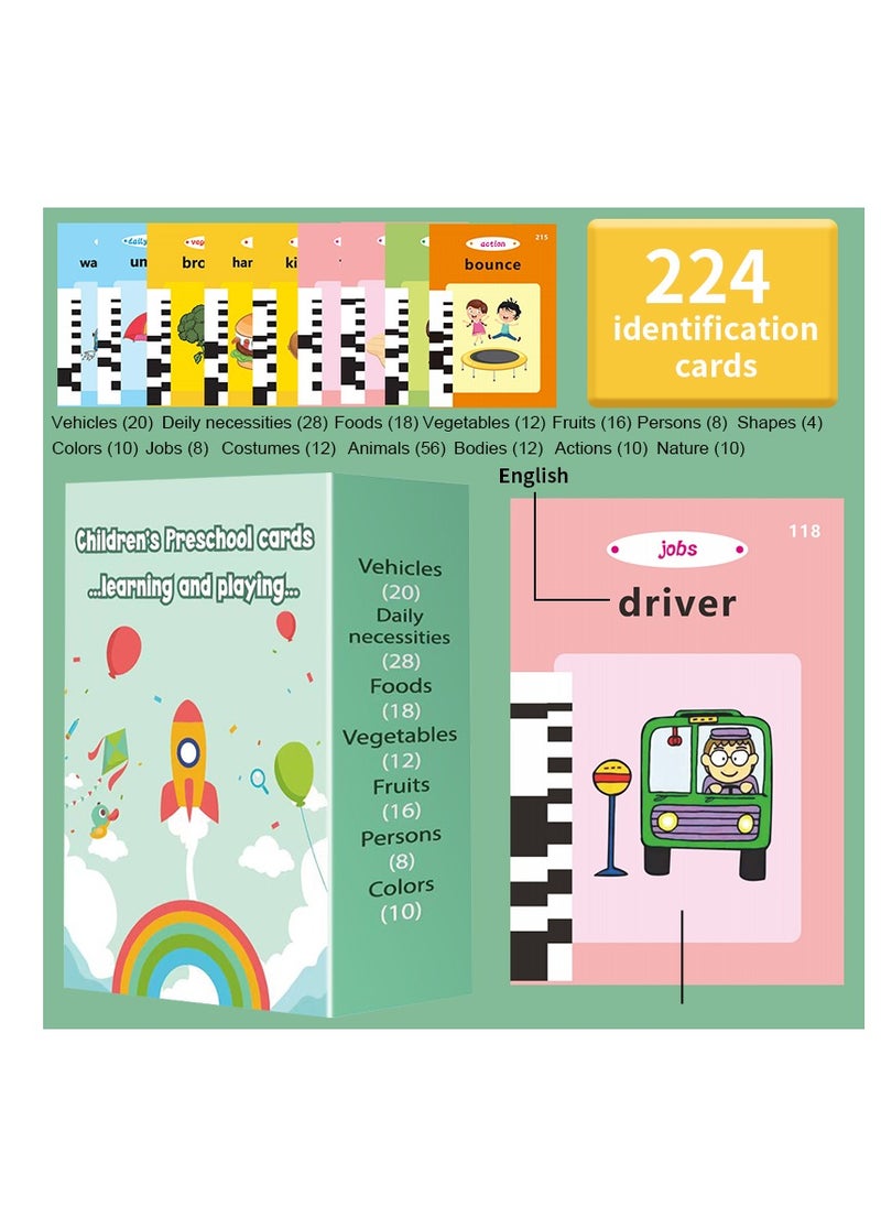 Talking Flash Cards Machine for Kids with Green Dinosaur Arabic Flashcards - Early Education Sound Learning Card Reader, 112 Cards (224 Sides) - Available in Pink Color