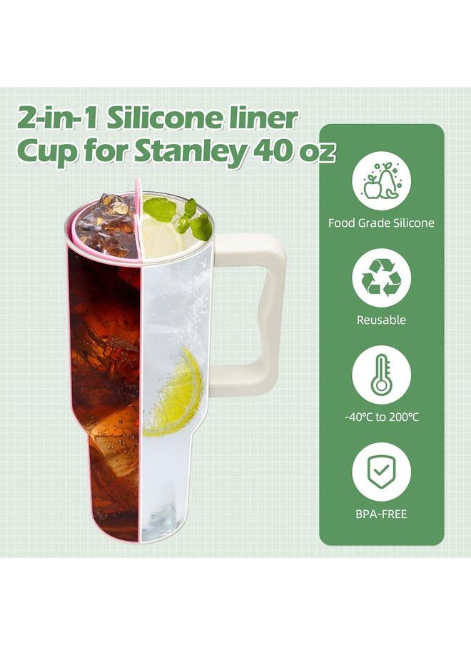 4 Pack 2-In-1 Cup Dividers for Stanley 40 Oz Tumbler with Handle, Stanley Cup Accessories, Reusable Silicone Divider Inserts for Cold Drink Separator for Juice, Coffee, Cocktails, Whiskey