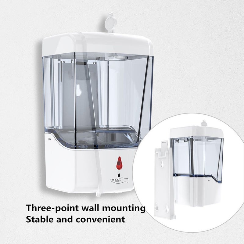 Wall Mounted Automatic Soap Dispenser With IR Sensor White 700ml